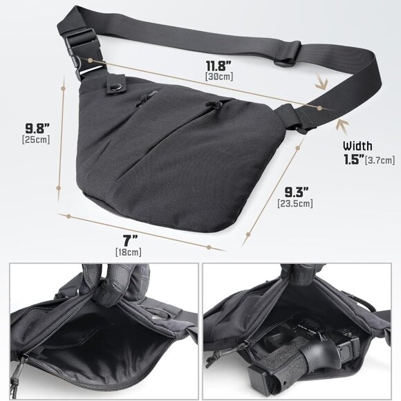 Tactical Crossbody Sling Bag,Concealed Carry Bag for Men Women,Anti Theft Crossb - Picture 6 of 7